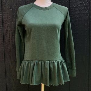 Anthropologie Postmark Green Peplum Long Sleeve